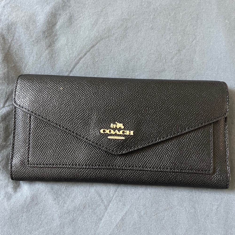 Coach Black Leather Envelope Wallet